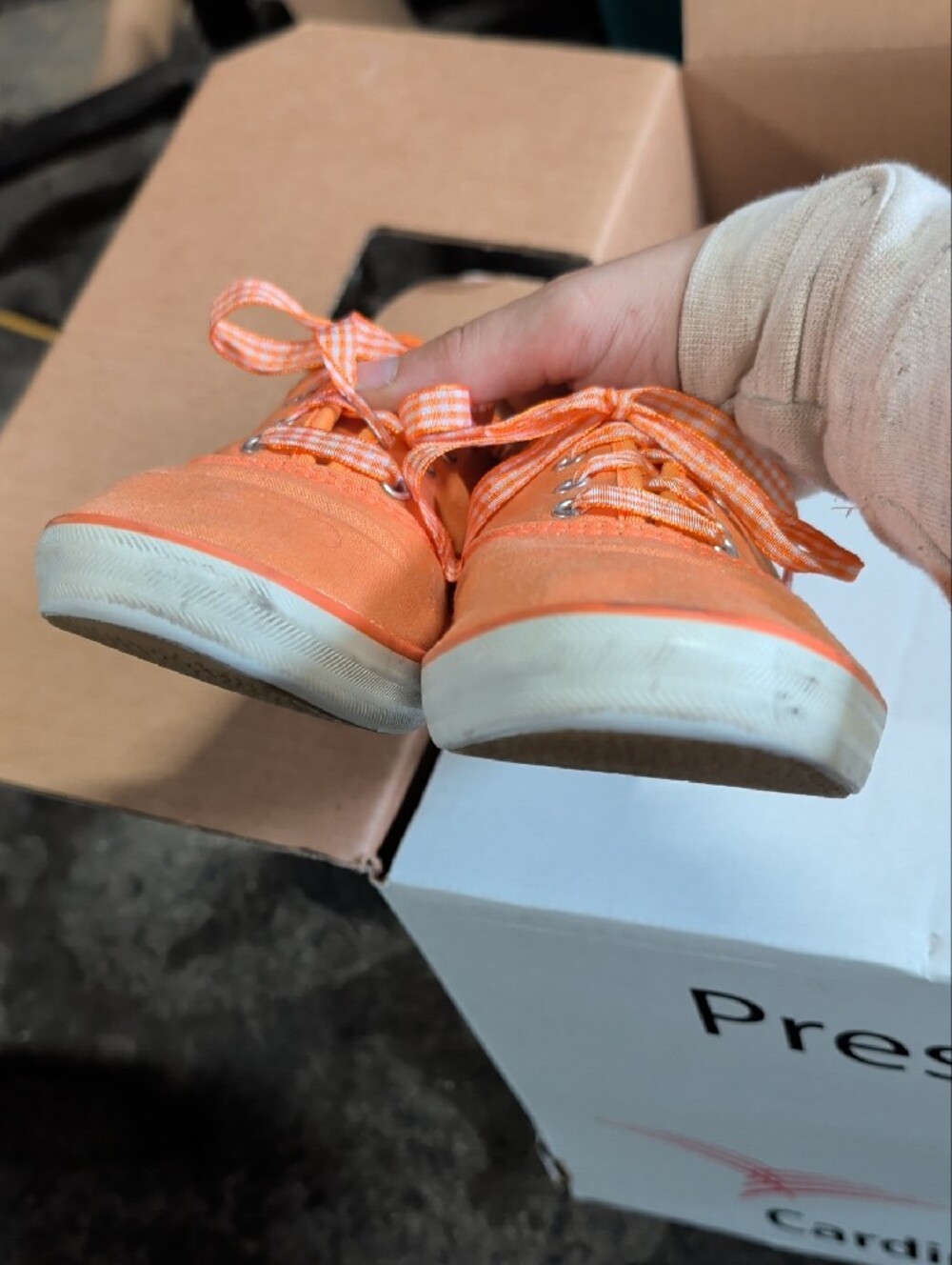 Keds Champion Orange Seasonal Canvas Gingham Lace Sneakers - Picture 6 of 7
